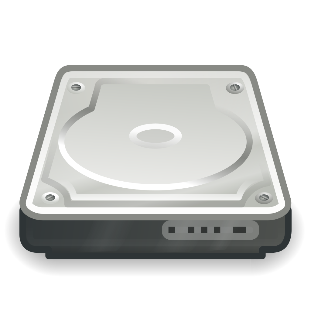 A computer hard drive icon.