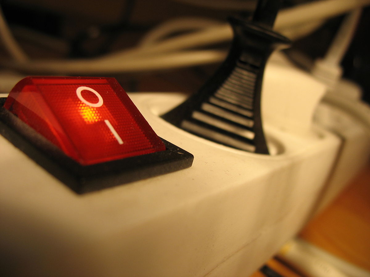A computer power button or a power settings icon.