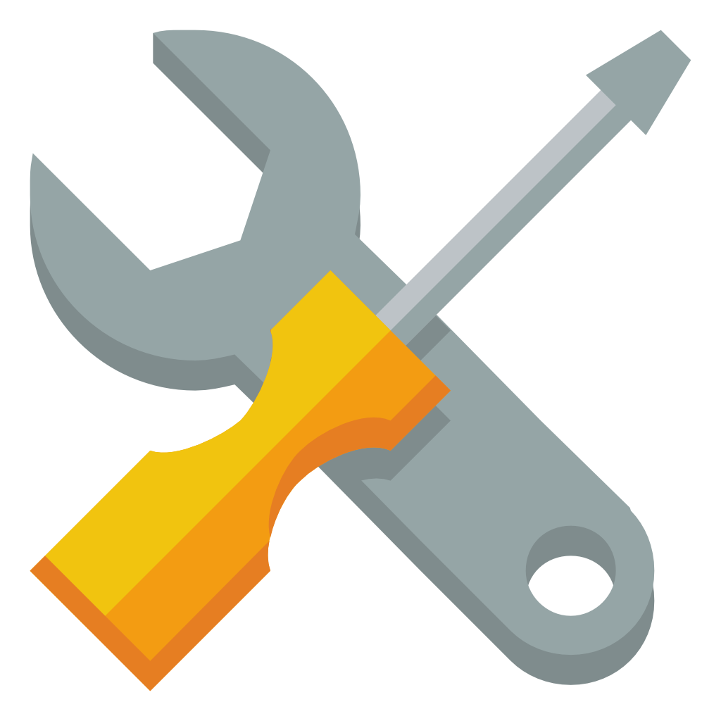 A computer with a wrench or tool icon.