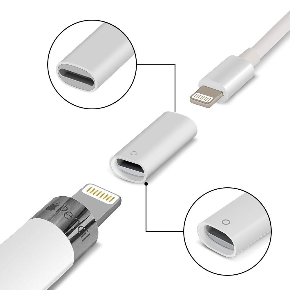 Apple Pencil connected to a charging cable