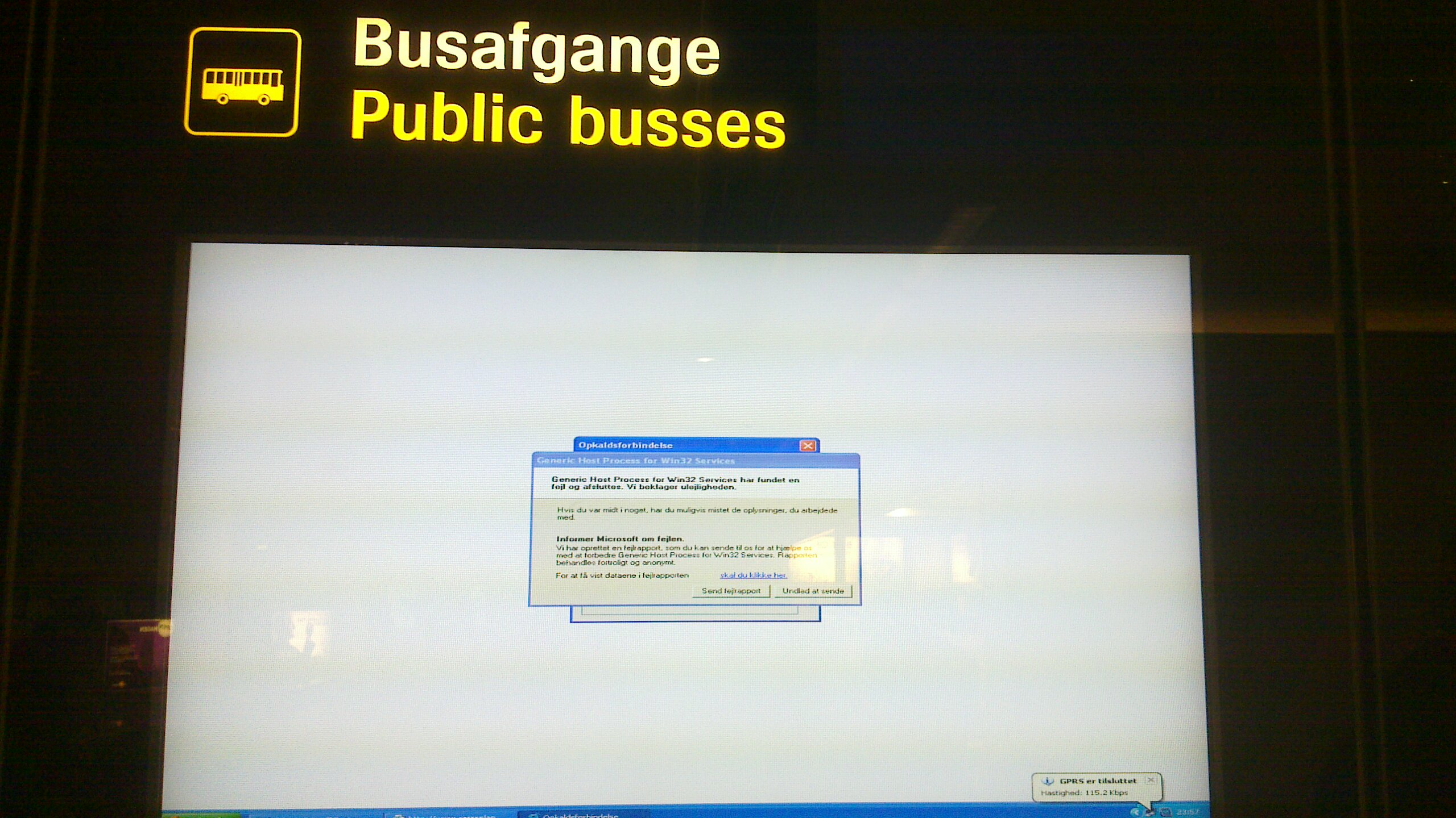 Computer displaying error message