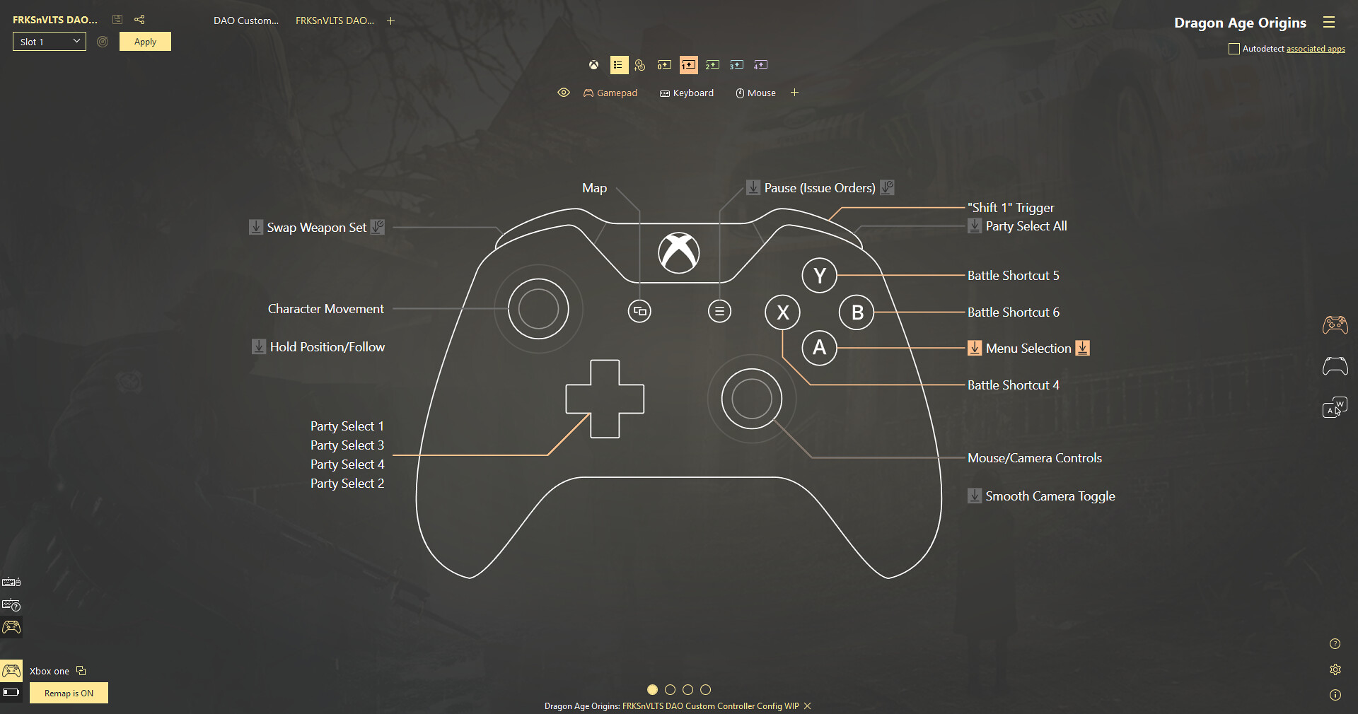 Controller settings on Xbox menu