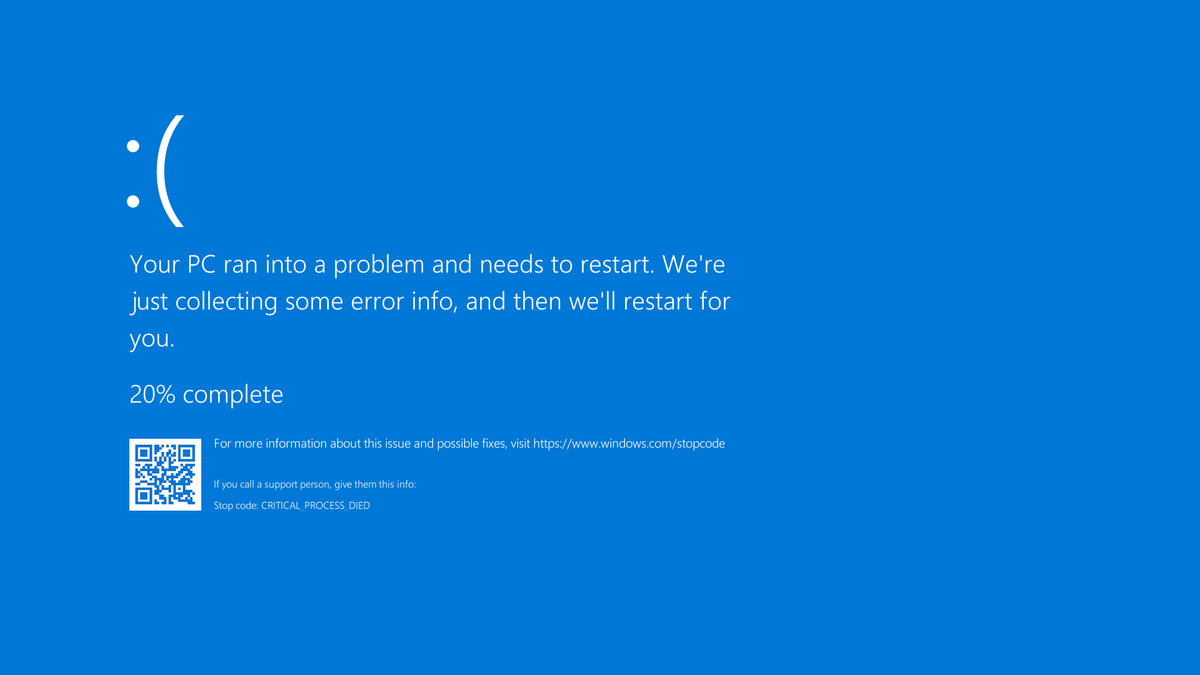 Error message on Windows 10 screen