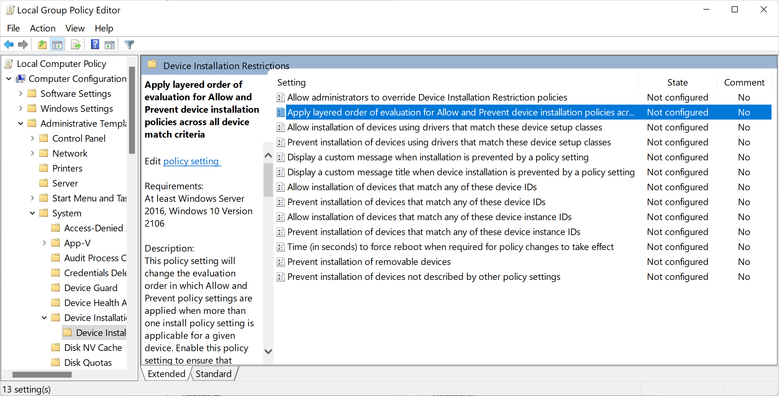 Group Policy settings in Windows