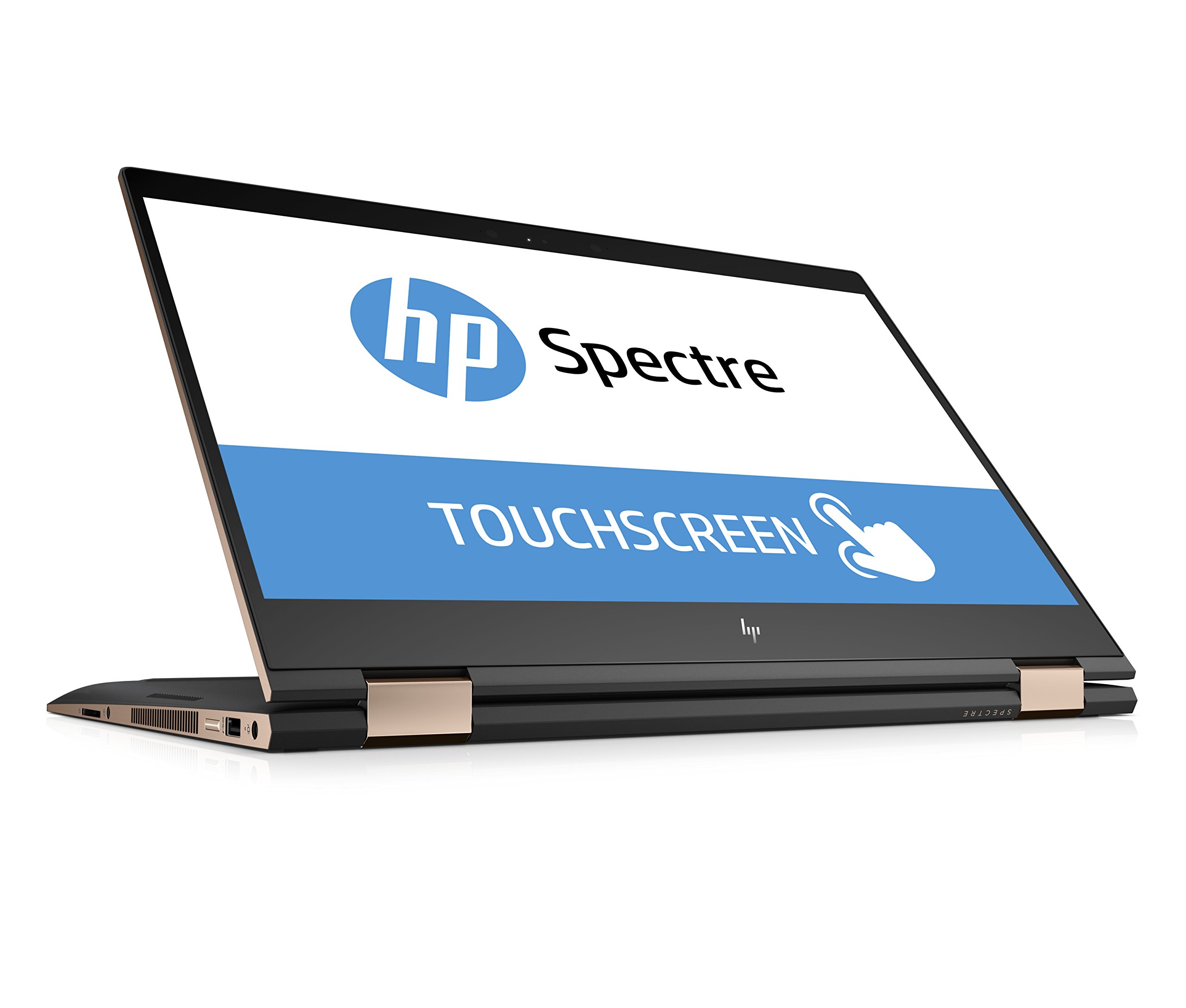 HP Spectre x360 laptop with headphones icon