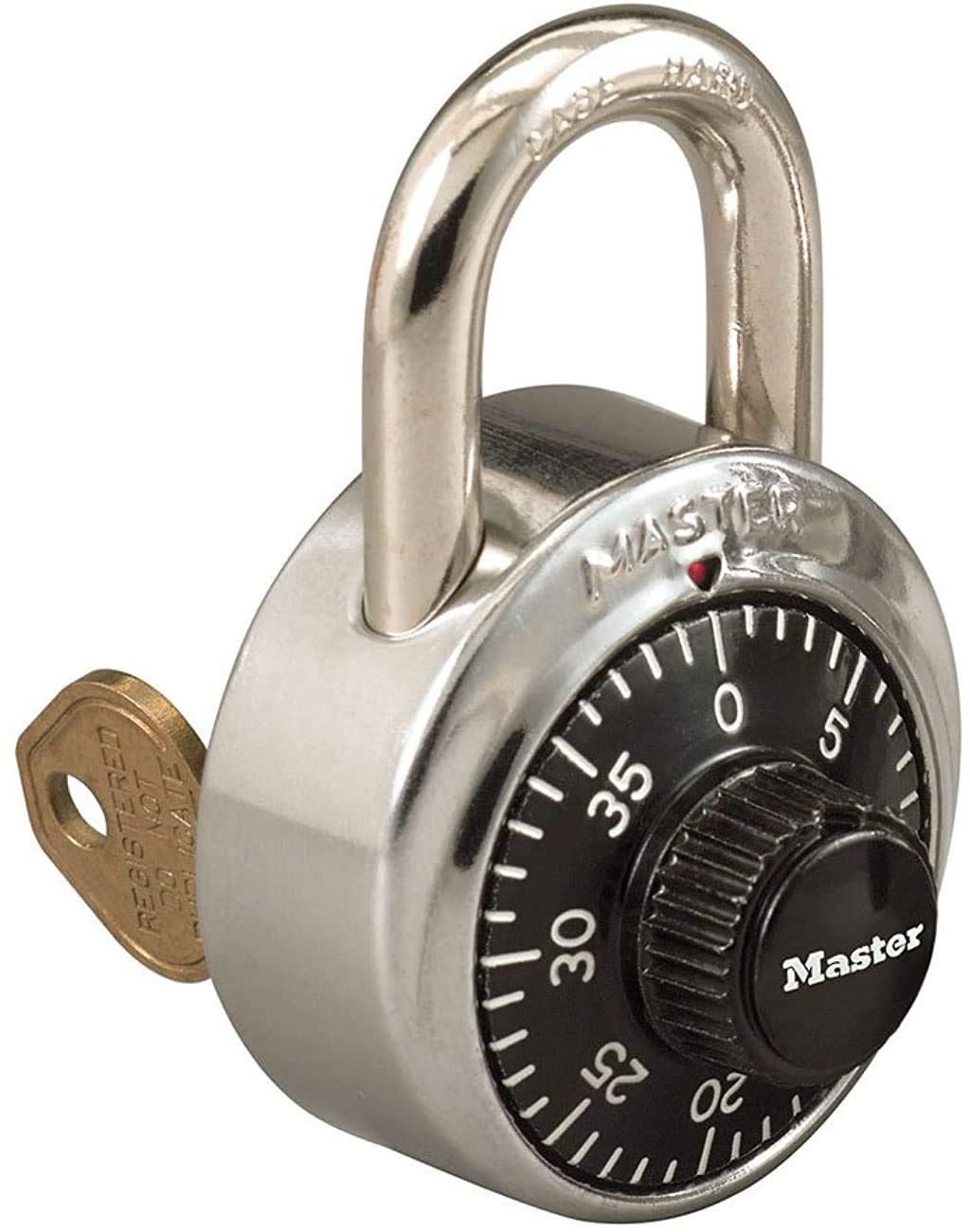 Locked padlock with a key
