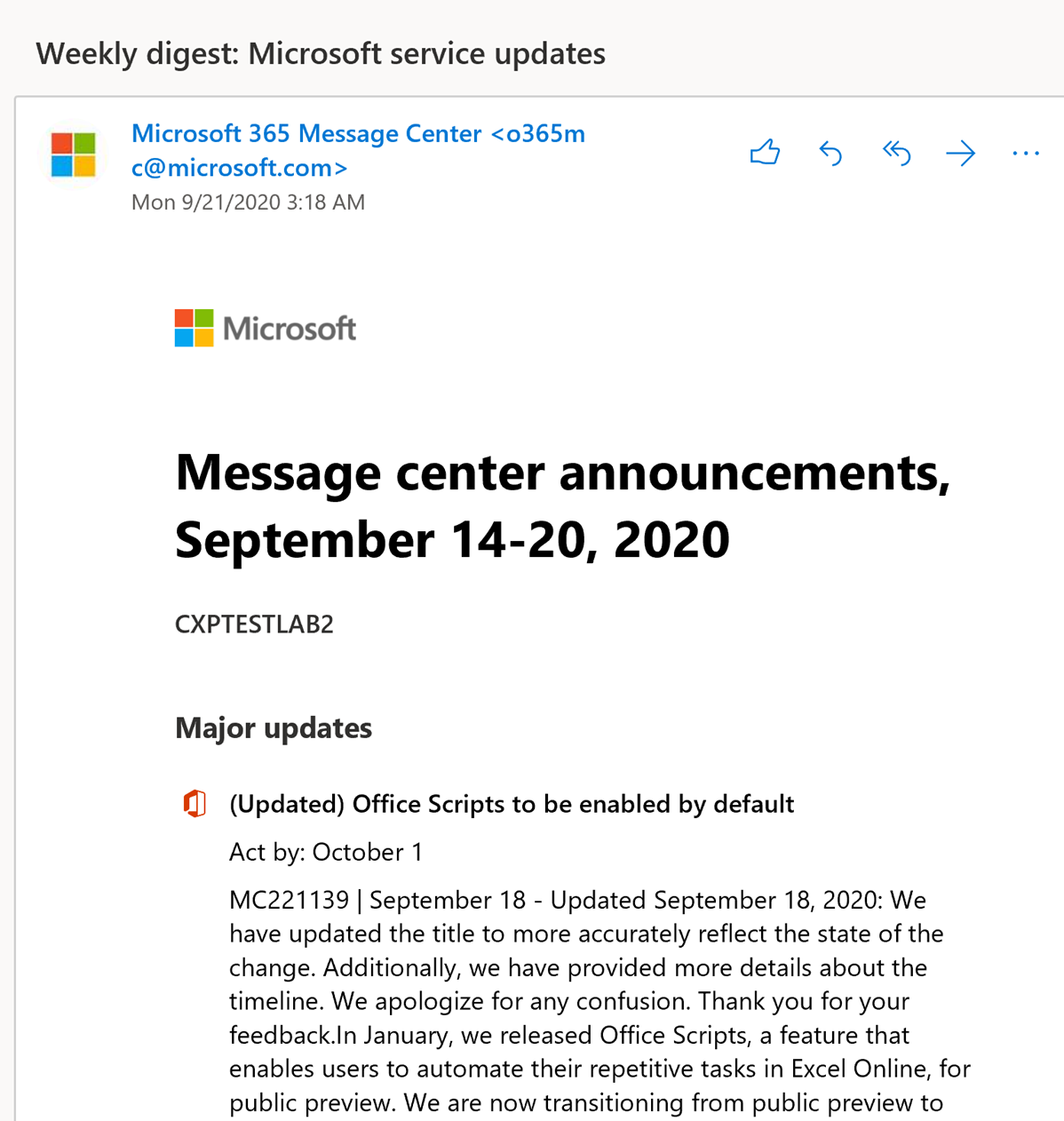 Microsoft Office update notification