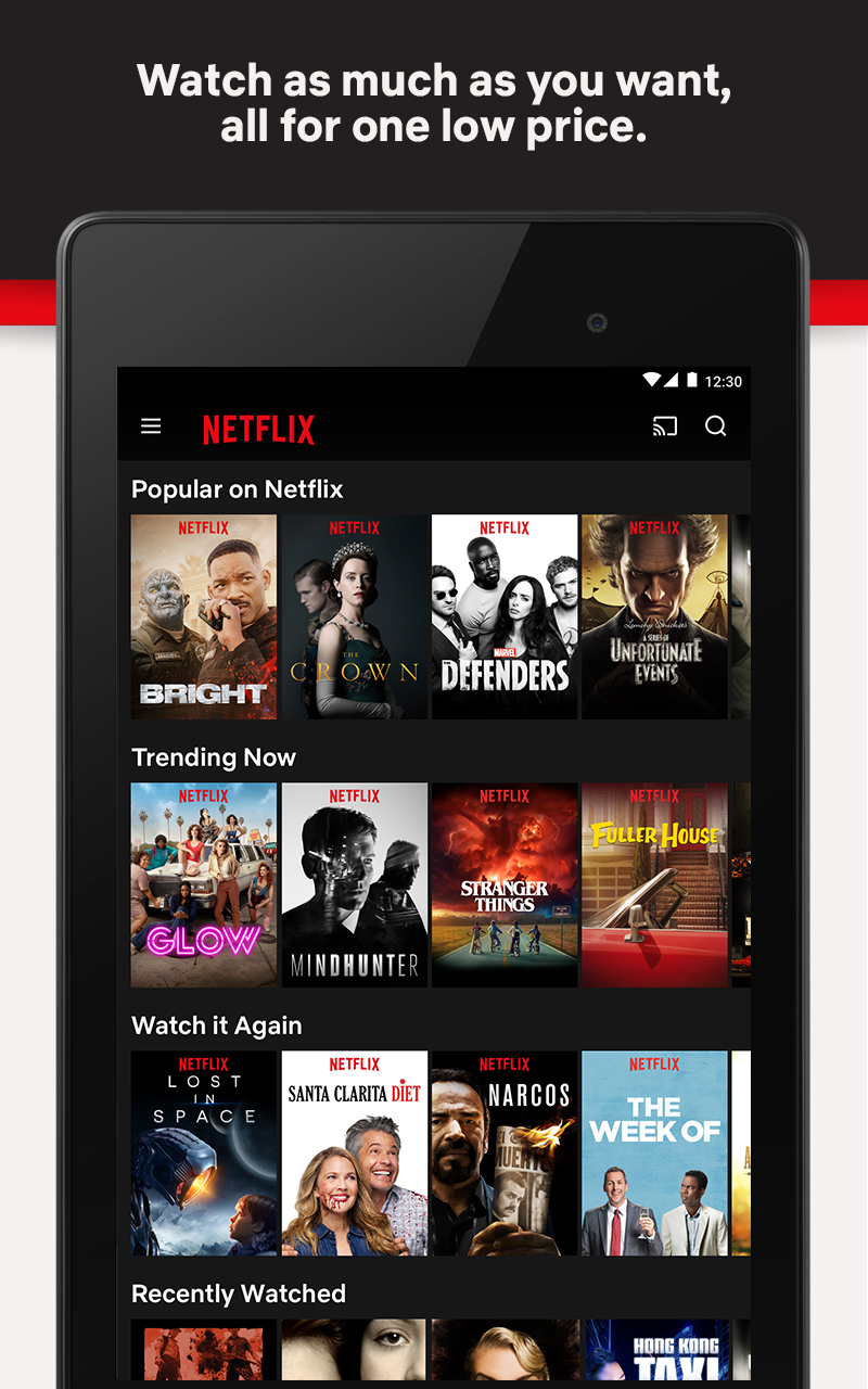 Mobile phone or tablet with the Netflix app