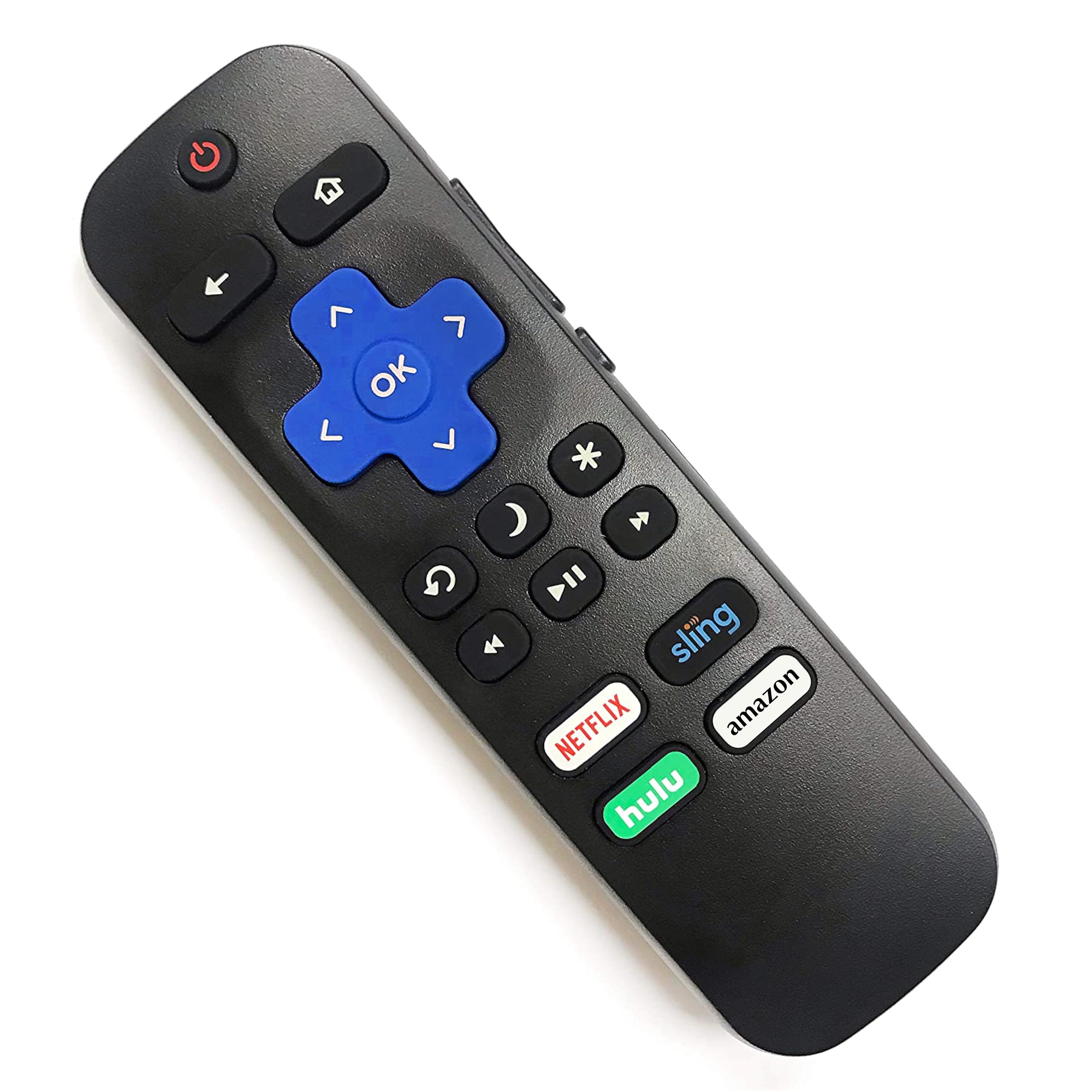 Remote control with volume buttons.