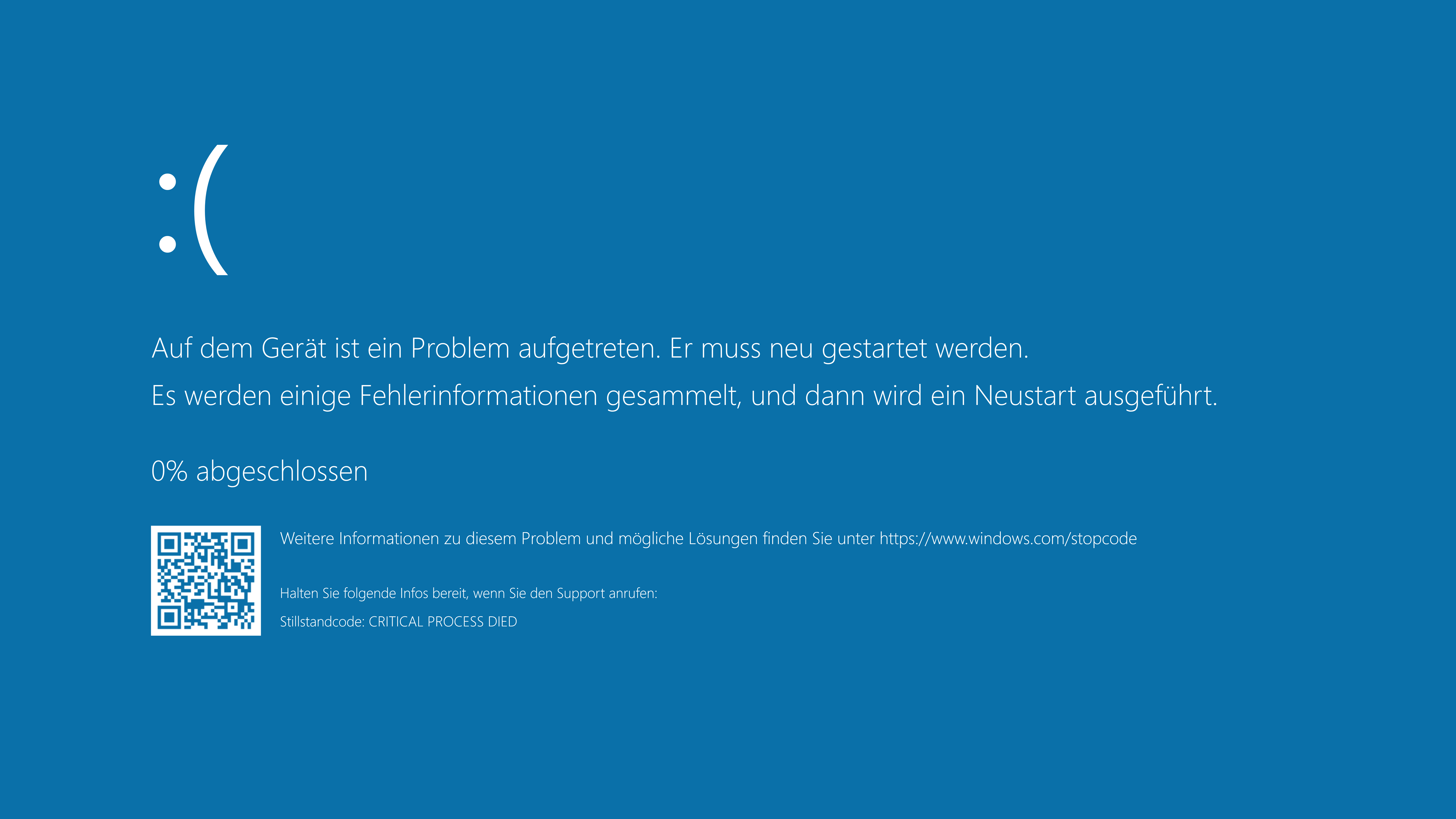 Screenshot of a blue screen error message