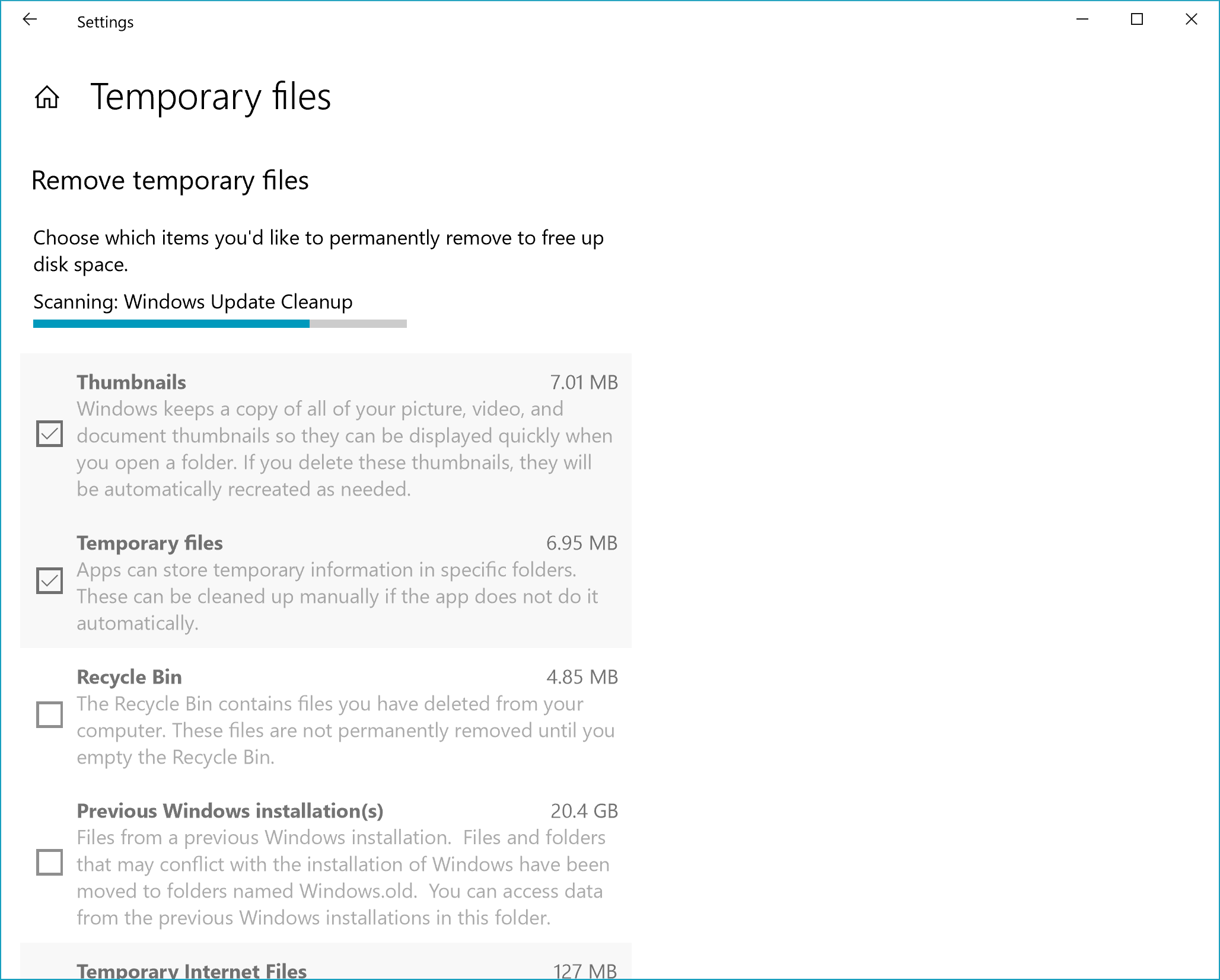 Screenshot of an empty Windows Update Store folder