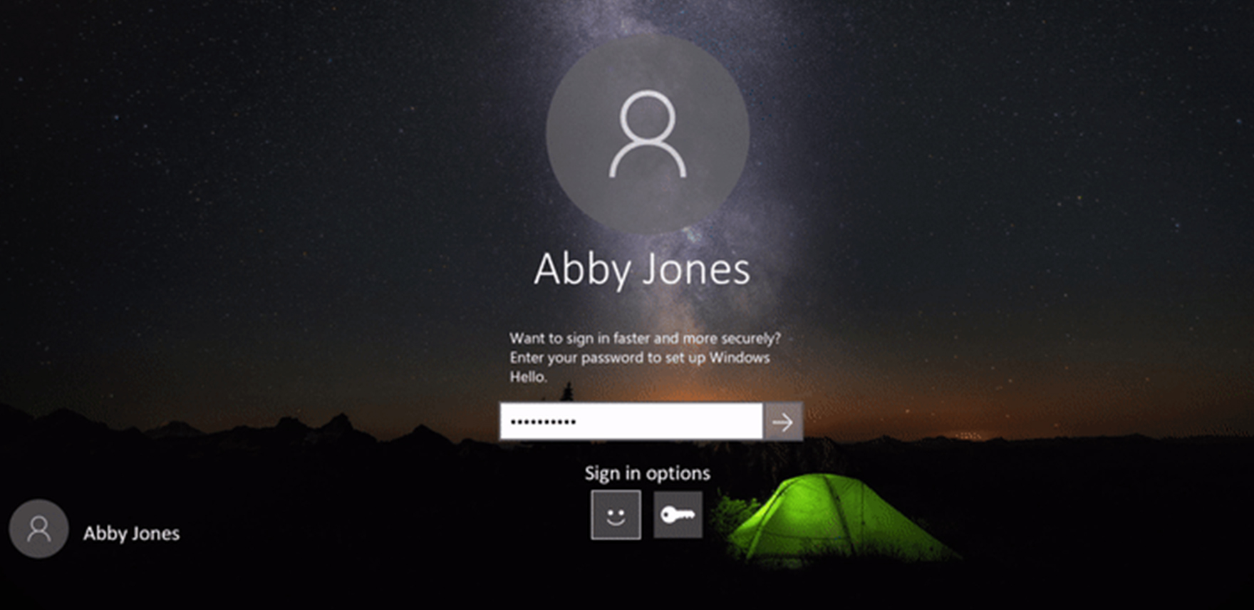 Windows 10 sign-in screen