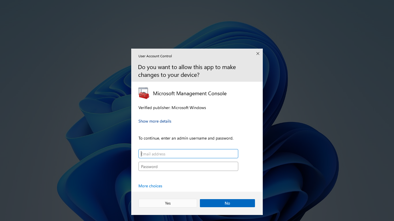 Windows password prompt