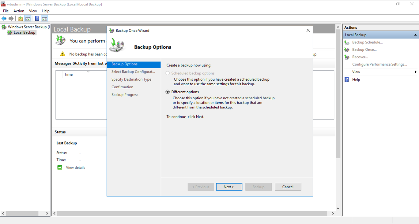 Windows system restore and backup options