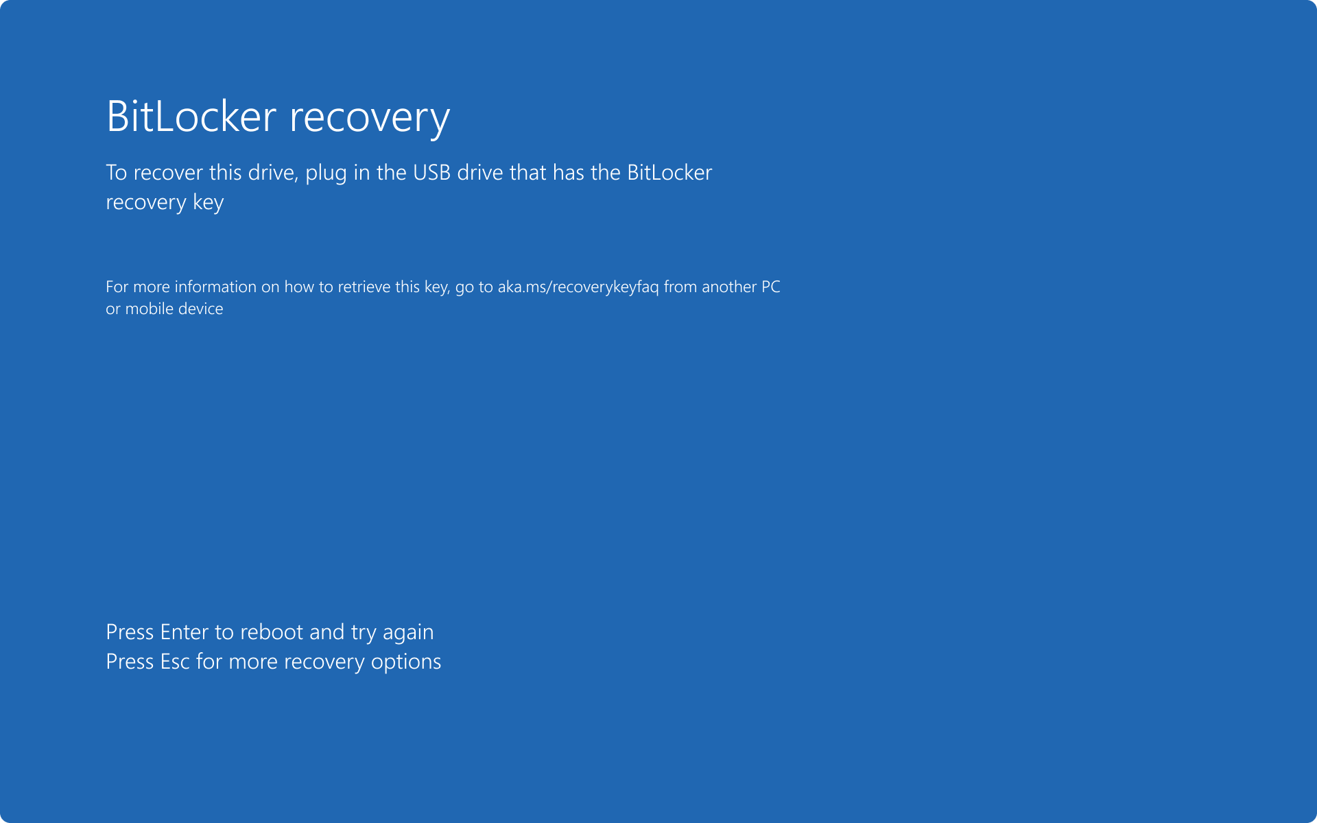 BitLocker recovery key prompt
