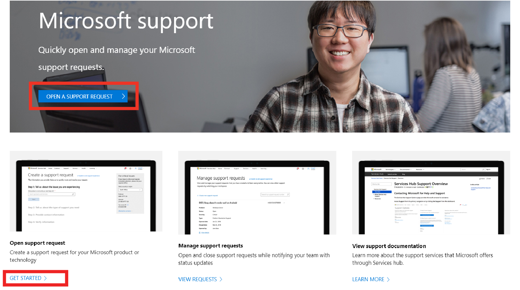 Microsoft Support website