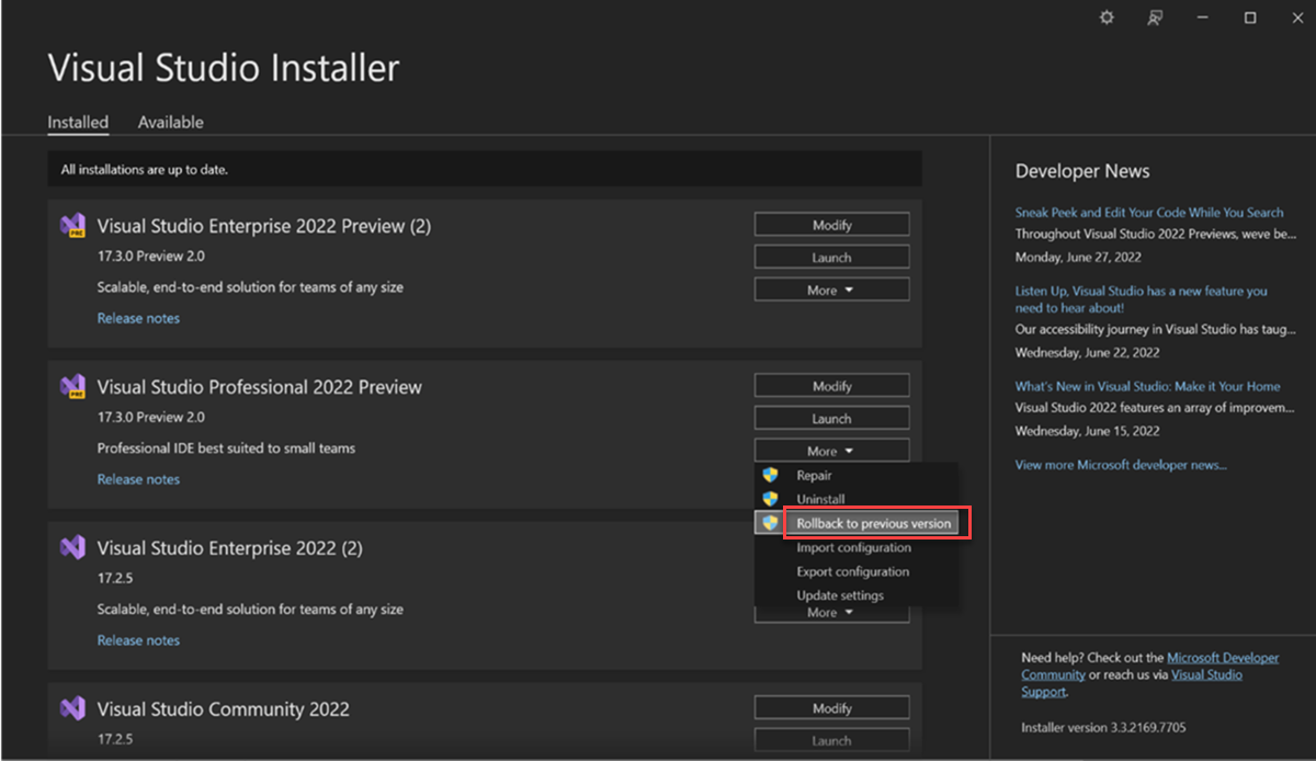 Useful troubleshooting tips to resolve common installation issues
Added support for Visual Studio 2019