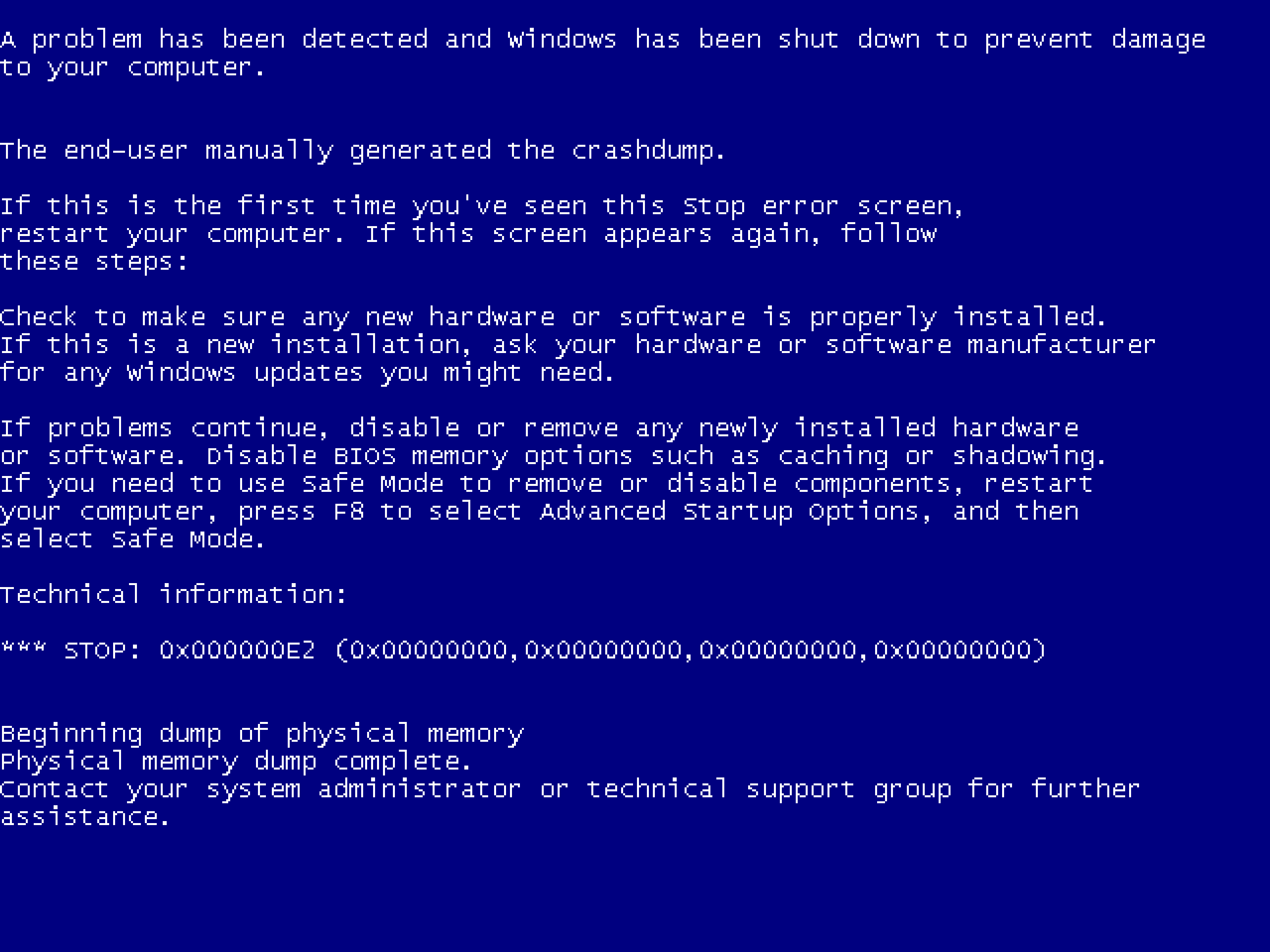 Windows XP desktop with error message