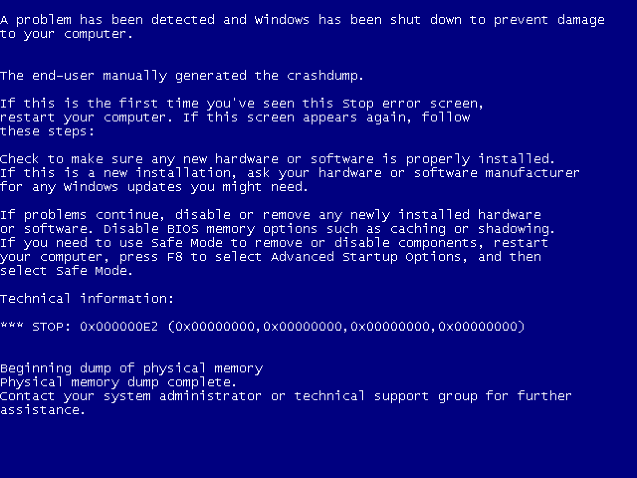 Windows XP error message